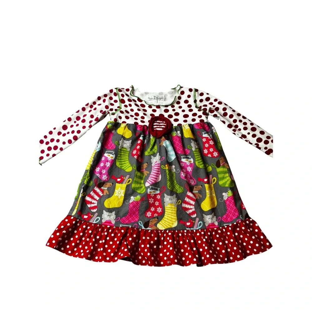 Baxter & Beatrice Girls 3T Christmas Stocking Tunic Dress and Leggings Set